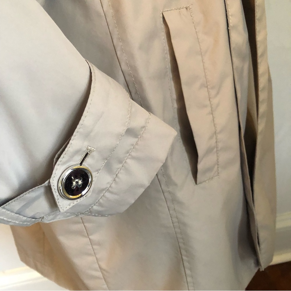 Lane Bryant Tan Short Trench Coat Button & draw string back design Size 14-16 - Picture 7 of 10